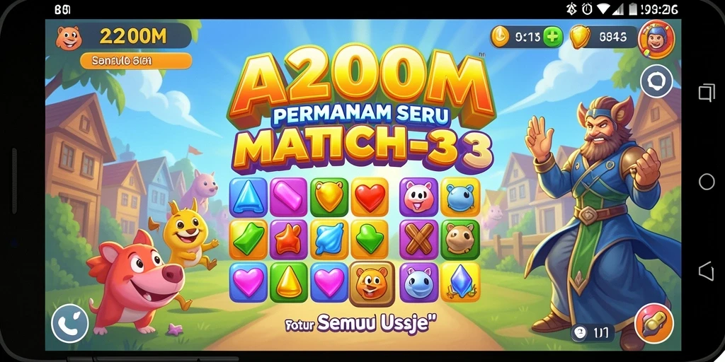 Tampilan menarik dari gameplay A200M dalam aksi Match-3.