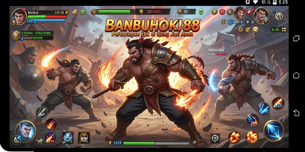 Screenshot gameplay <strong>BANBUHOKI88</strong> menampilkan aksi pertarungan yang mendebarkan.