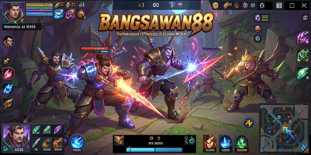 Screenshot gameplay BANGSAWAN88 menampilkan aksi pertarungan seru di arena.
