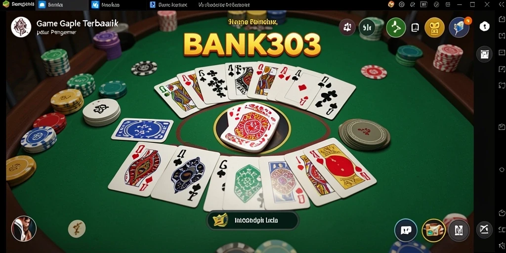 Screenshot BANK303 menampilkan gameplay Gaple yang seru dan interaktif.