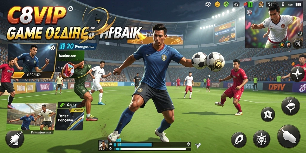 Tampilan gameplay seru dalam C8VIP yang penuh aksi olahraga.