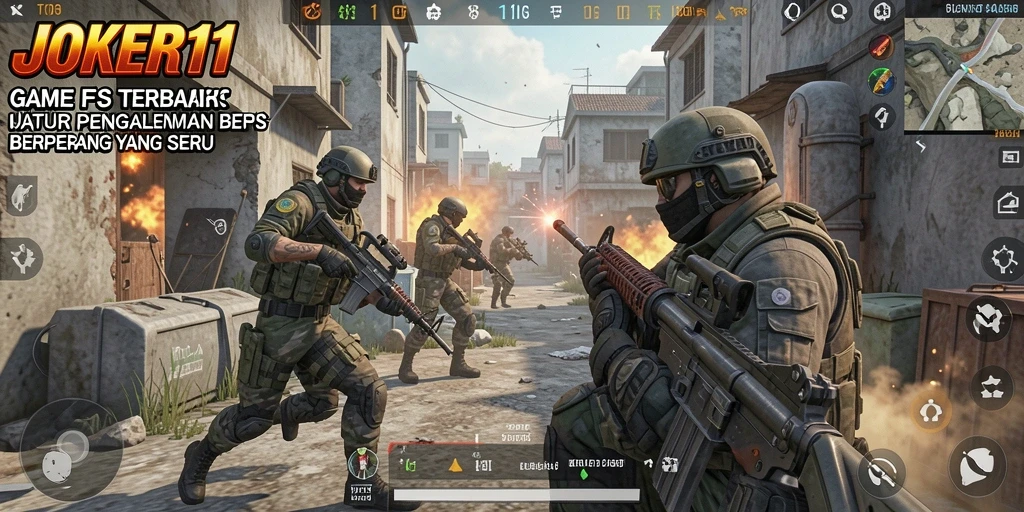 Tampilan gameplay intensif di <strong>JOKER11</strong> dengan aksi tembak-menembak yang seru.