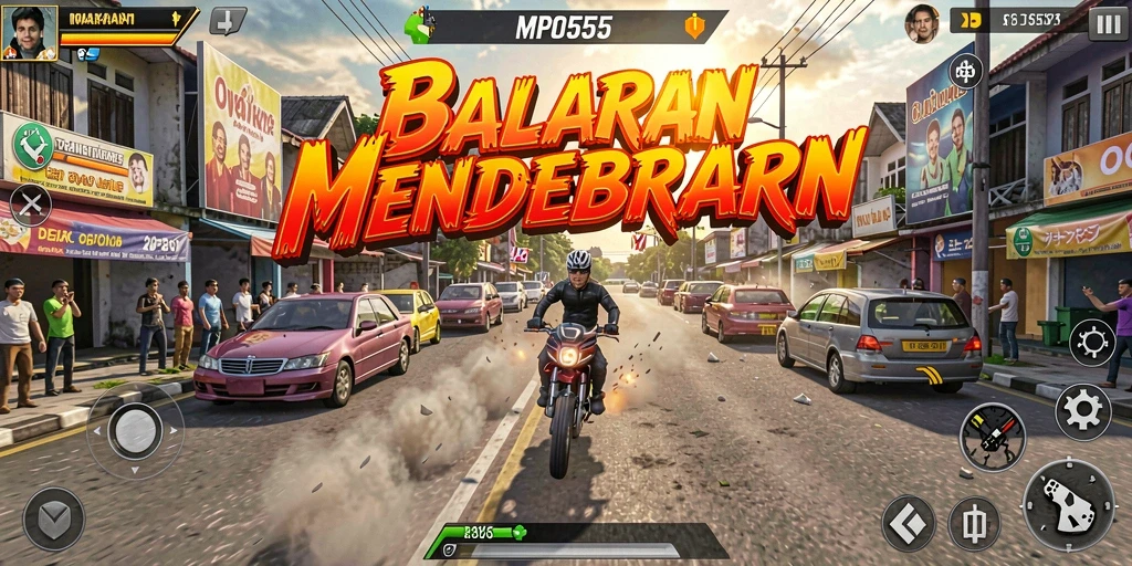 Screenshot gameplay MPO555 menampilkan aksi balapan yang mendebarkan.