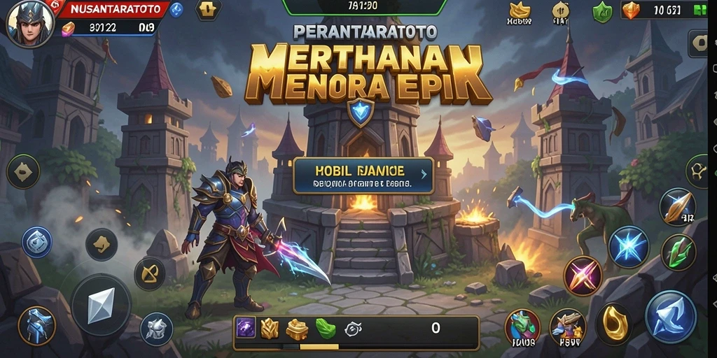 Screenshot gameplay <strong>NUSANTARATOTO</strong> dengan aksi menara yang intens.