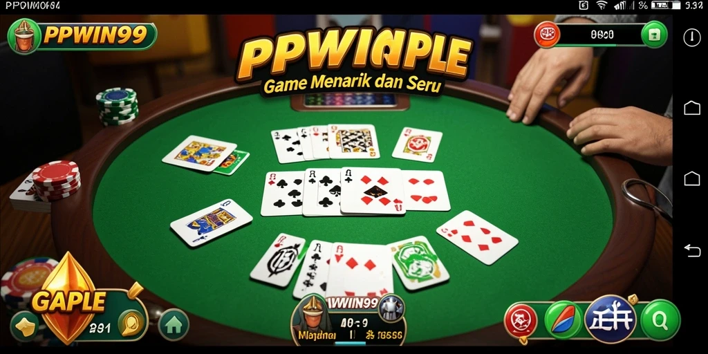Tampilan gameplay PPWIN99 dengan kartu Gaple yang menarik.