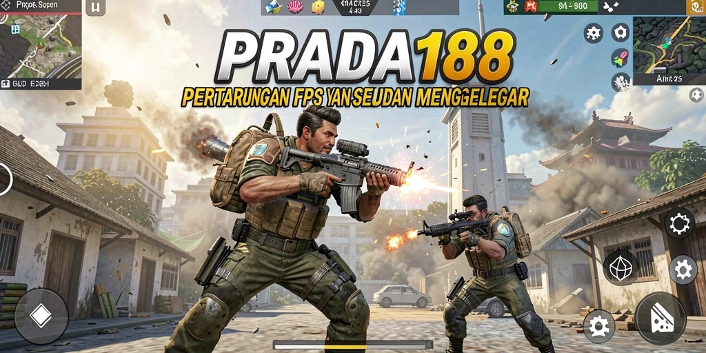 Tangkapan layar gameplay <strong>PRADA188</strong> menampilkan aksi tembak-menembak yang intens di medan perang.