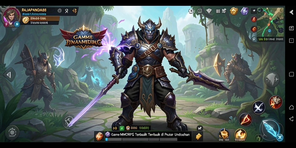 Skrinsut gameplay RAJAPANDA88 yang menampilkan pertempuran epik di dunia MMORPG.