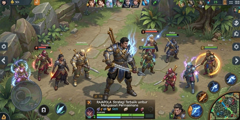 Tampilan gameplay RAJAPOLA yang dinamis dan strategis.