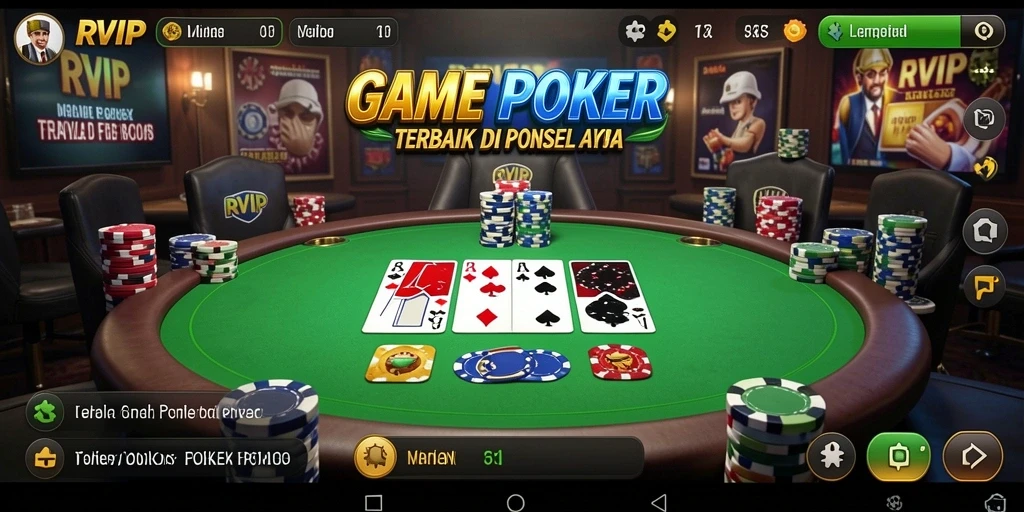 Tampilan gameplay Poker yang menarik dan interaktif di RVIP.