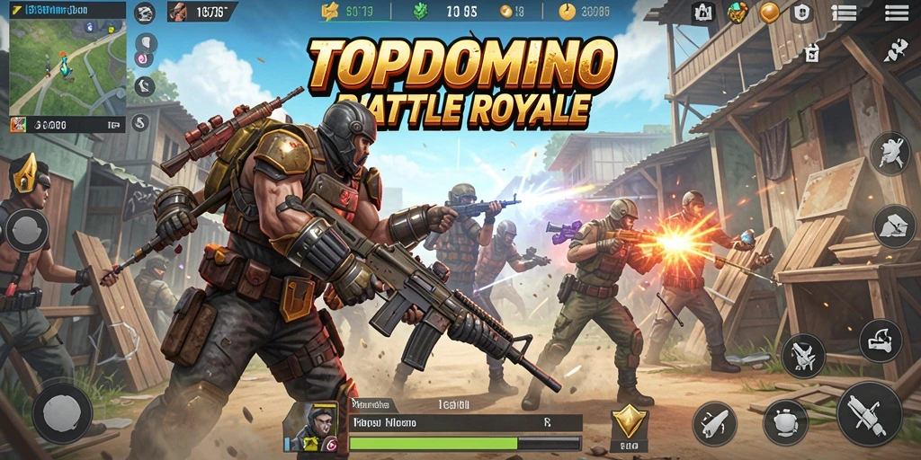 Tampilan gameplay seru di arena Battle Royale TOPDOMINO.
