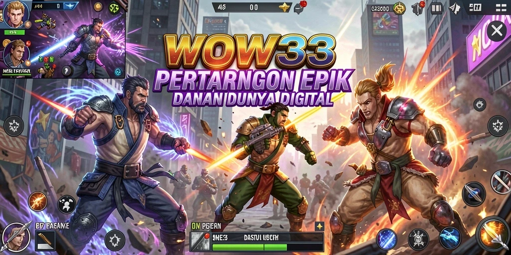 Tangkapan layar WOW33 menampilkan karakter bertarung dengan efek visual yang menakjubkan.