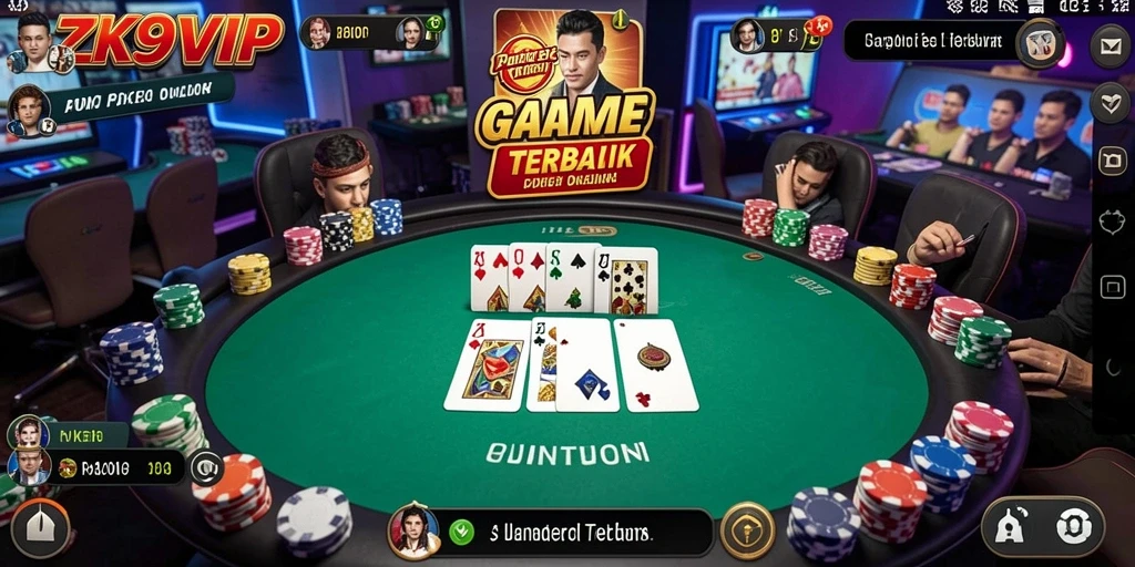 Tampilan gameplay ZK9VIP yang menegangkan dalam permainan Poker.